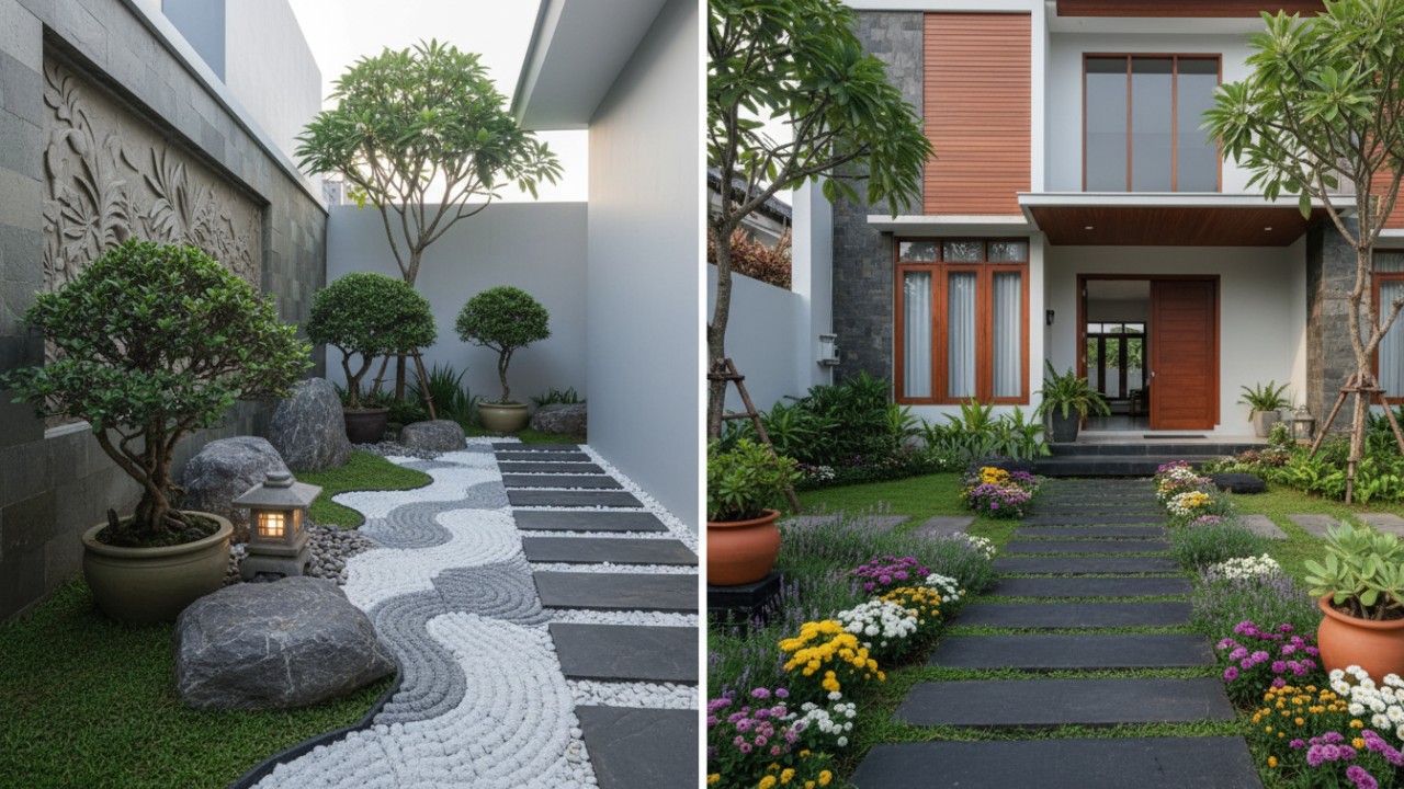 desain taman minimalis ala Jepang dan jalan setapak