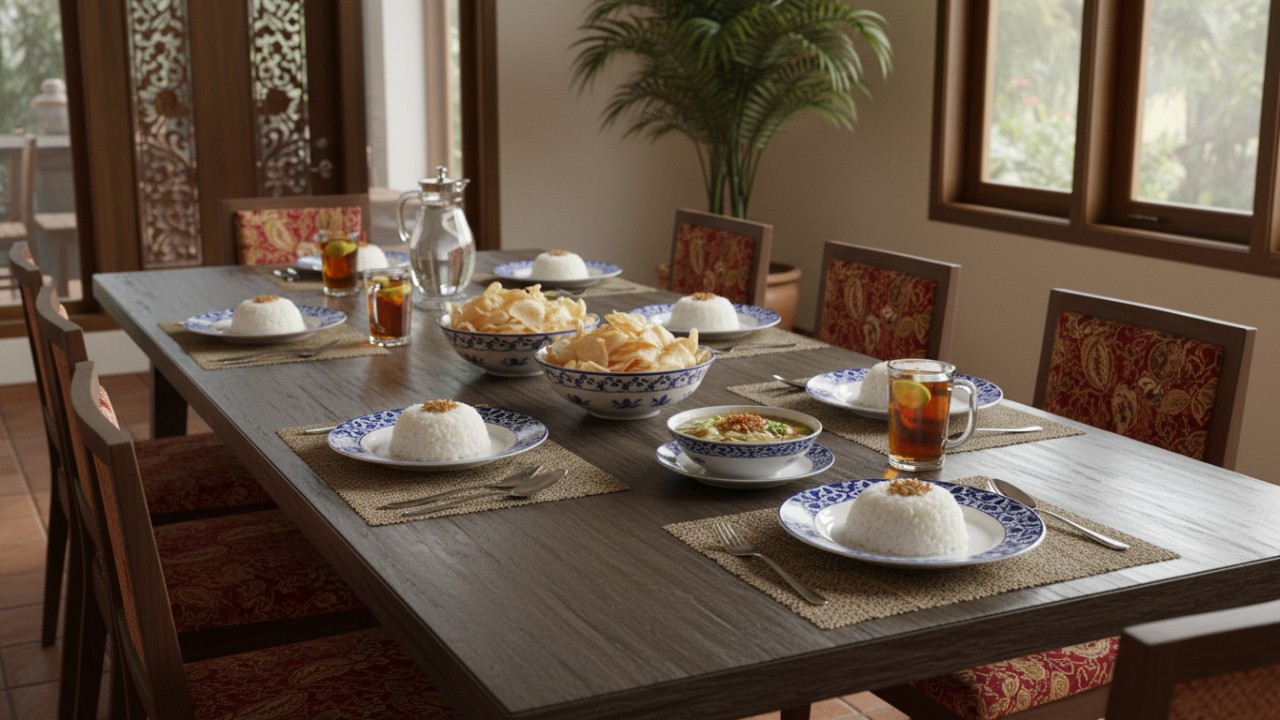 meja makan berlapis HPL