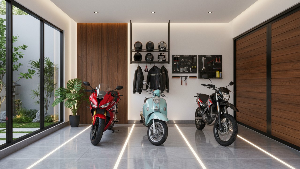 Garasi motor kini tidak lagi dipandang sekadar tempat parkir kendaraan.