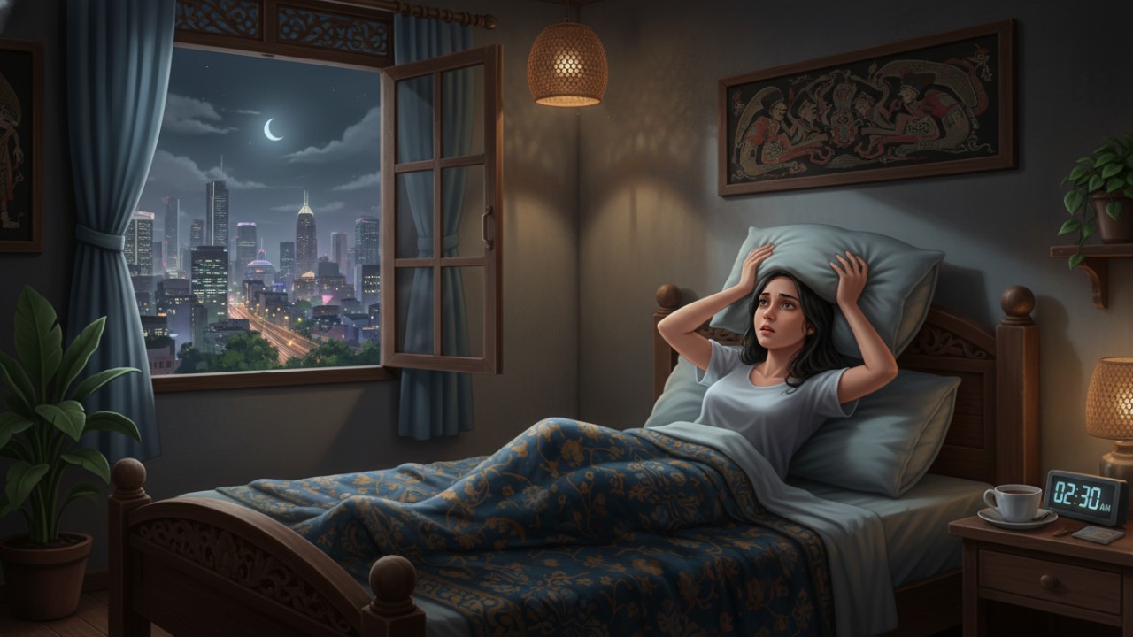 gambar seseorang sulit tidur malam hari