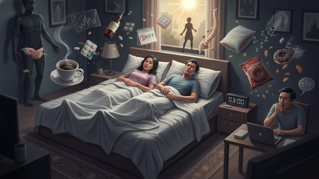 gambar penyebab dan faktor gangguan tidur