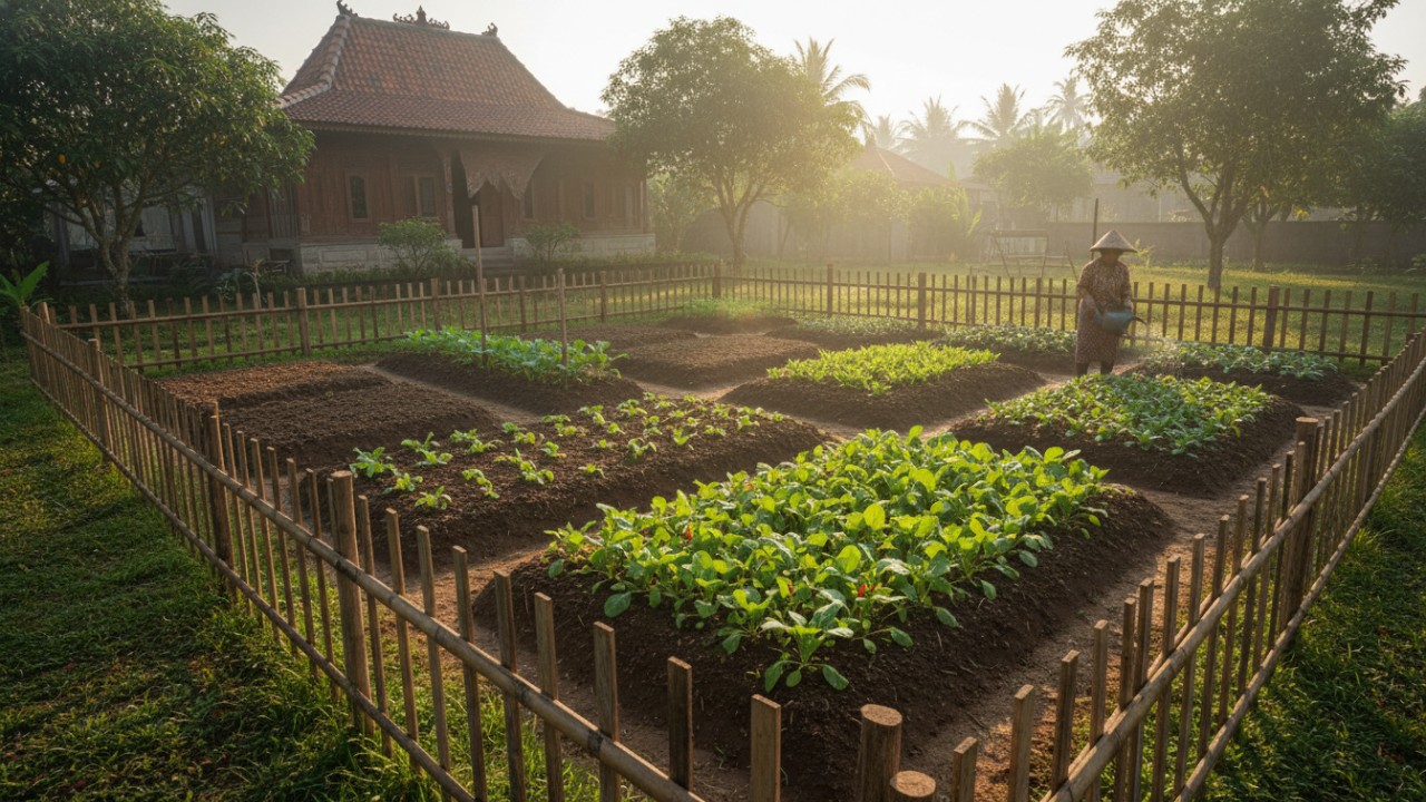 Sudut lahan rumah yang terkena cahaya matahari langsung sepanjang hari.