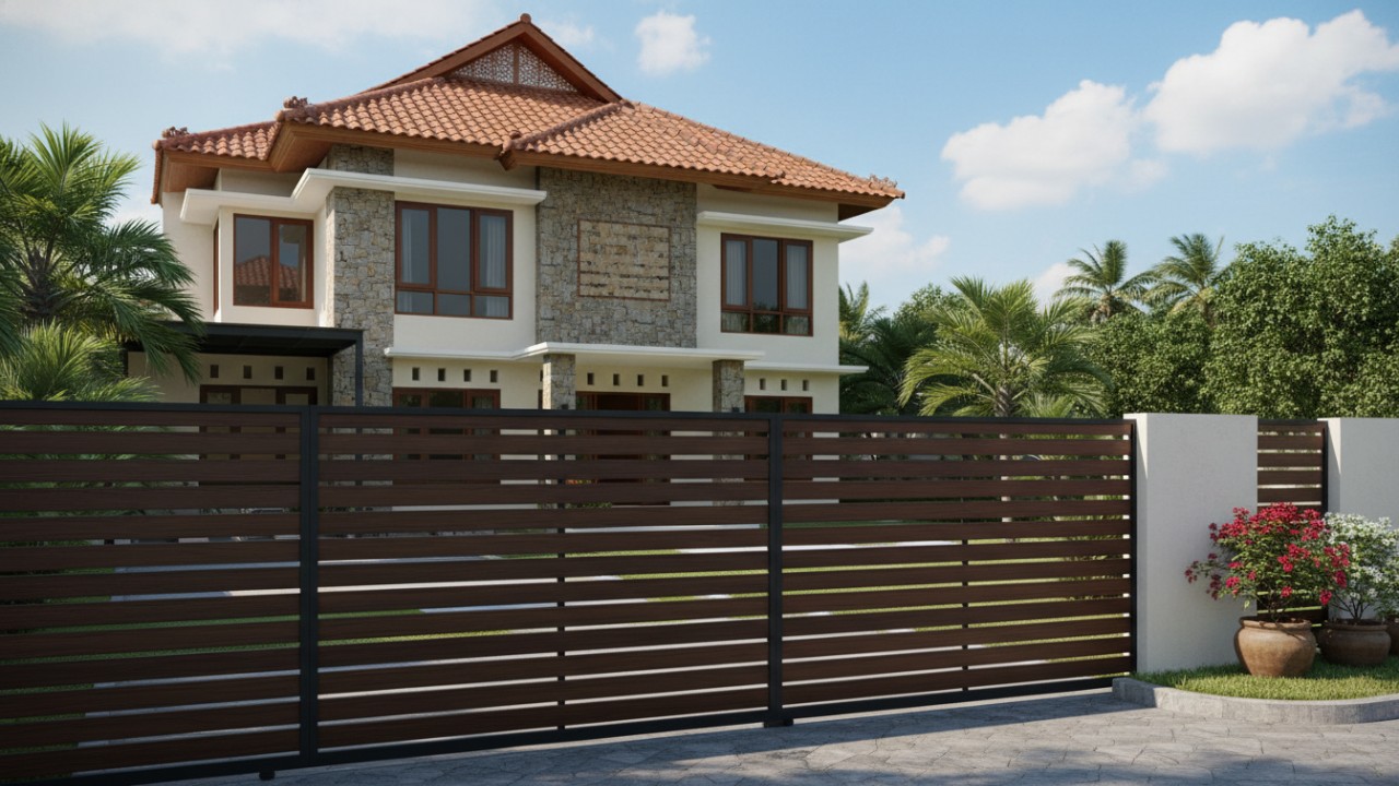gambar pagar motif garis horizontal