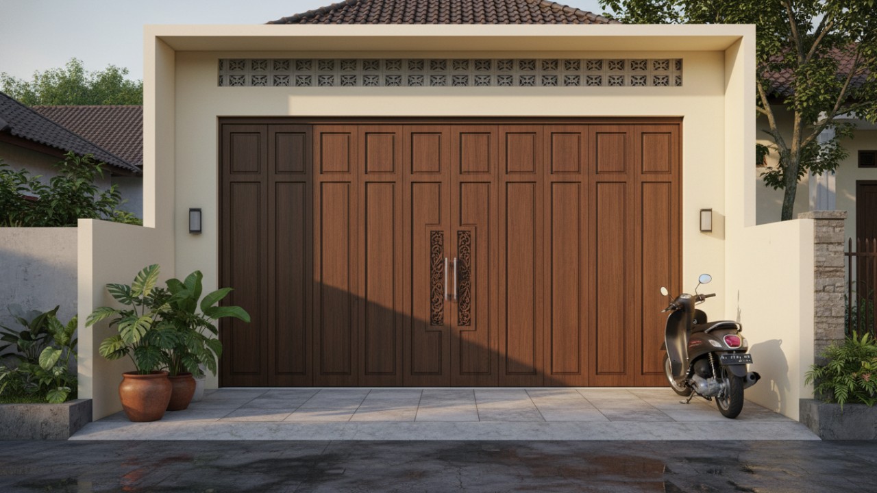 Pintu garasi modern tampil hemat lahan