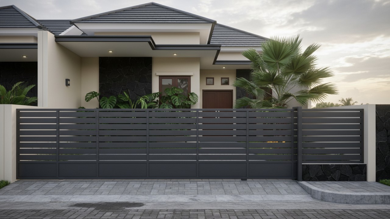 Pagar Rumah dengan desain panel aluminium
