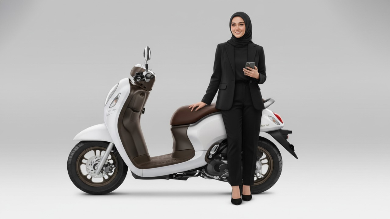 Scoopy Prestige tampil elegan dengan bodi polos dan sentuhan warna premium.