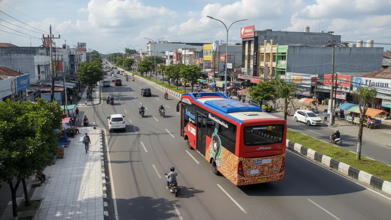 Armada Balikpapan City Trans melintas di jalur kota