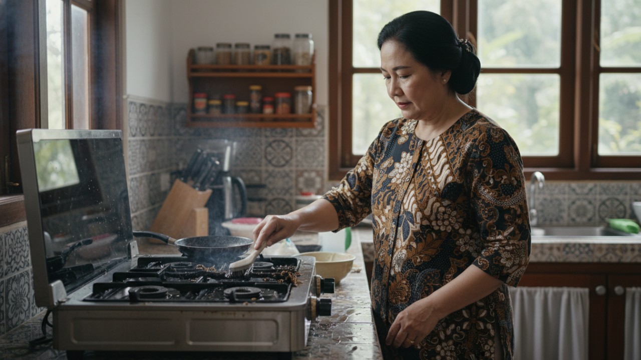 Aktifitas rutun membersihkan kompor
