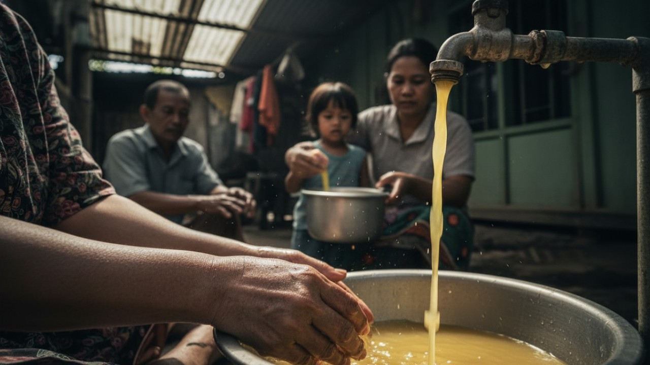Kondisi toren air yang perlu dibersihkan secara berkala.