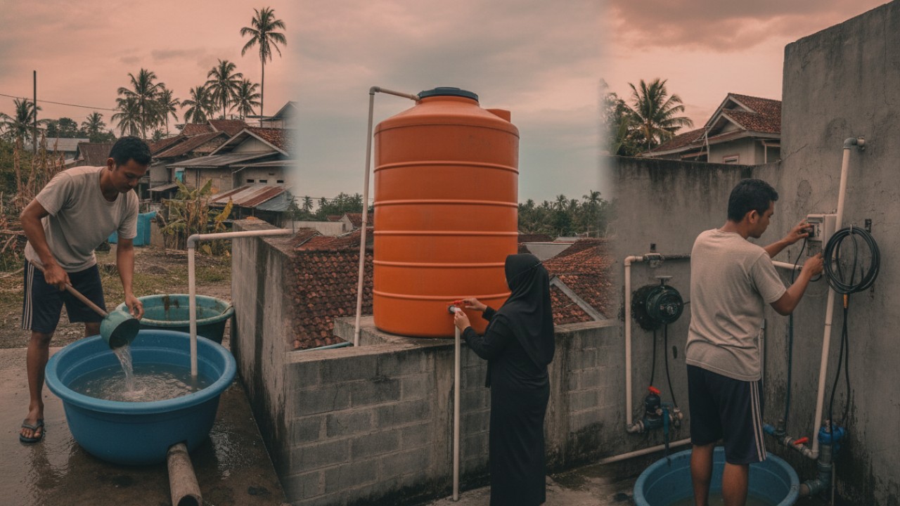 Pipa rumah dengan potensi karat penyebab air berubah warna.