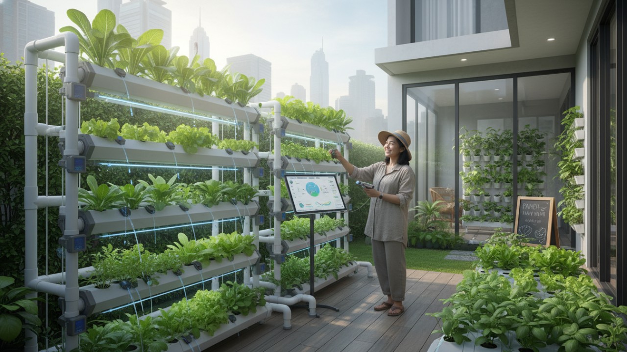 Sensor nutrisi memantau kondisi tanaman hidroponik secara real time