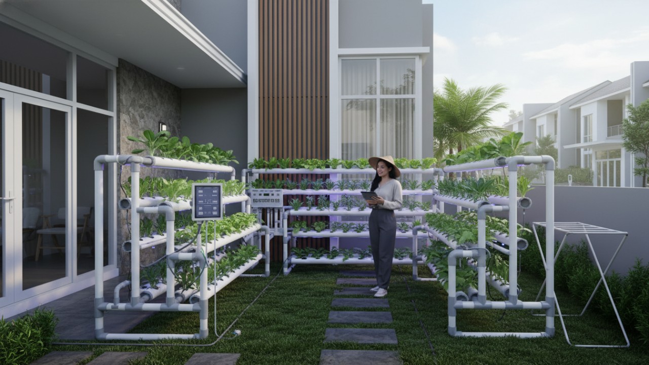 Halaman rumah sebagai ruang belajar dan produksi pangan kecil.