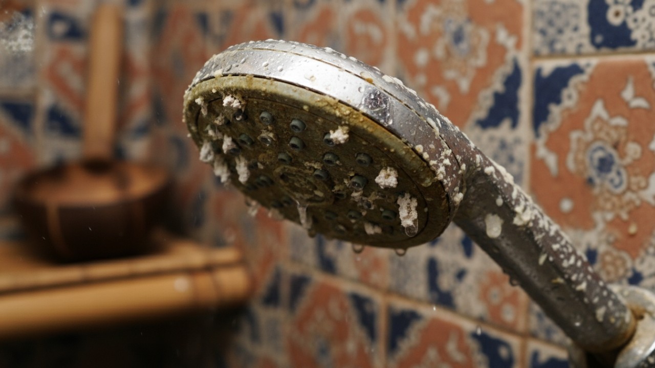 Kepala shower berkerak