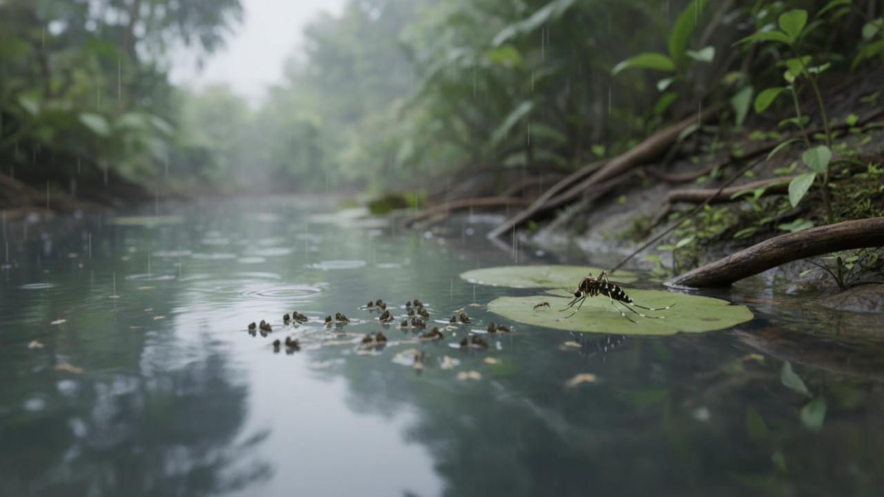 Kolam ikan dengan air bergerak mencegah larva nyamuk