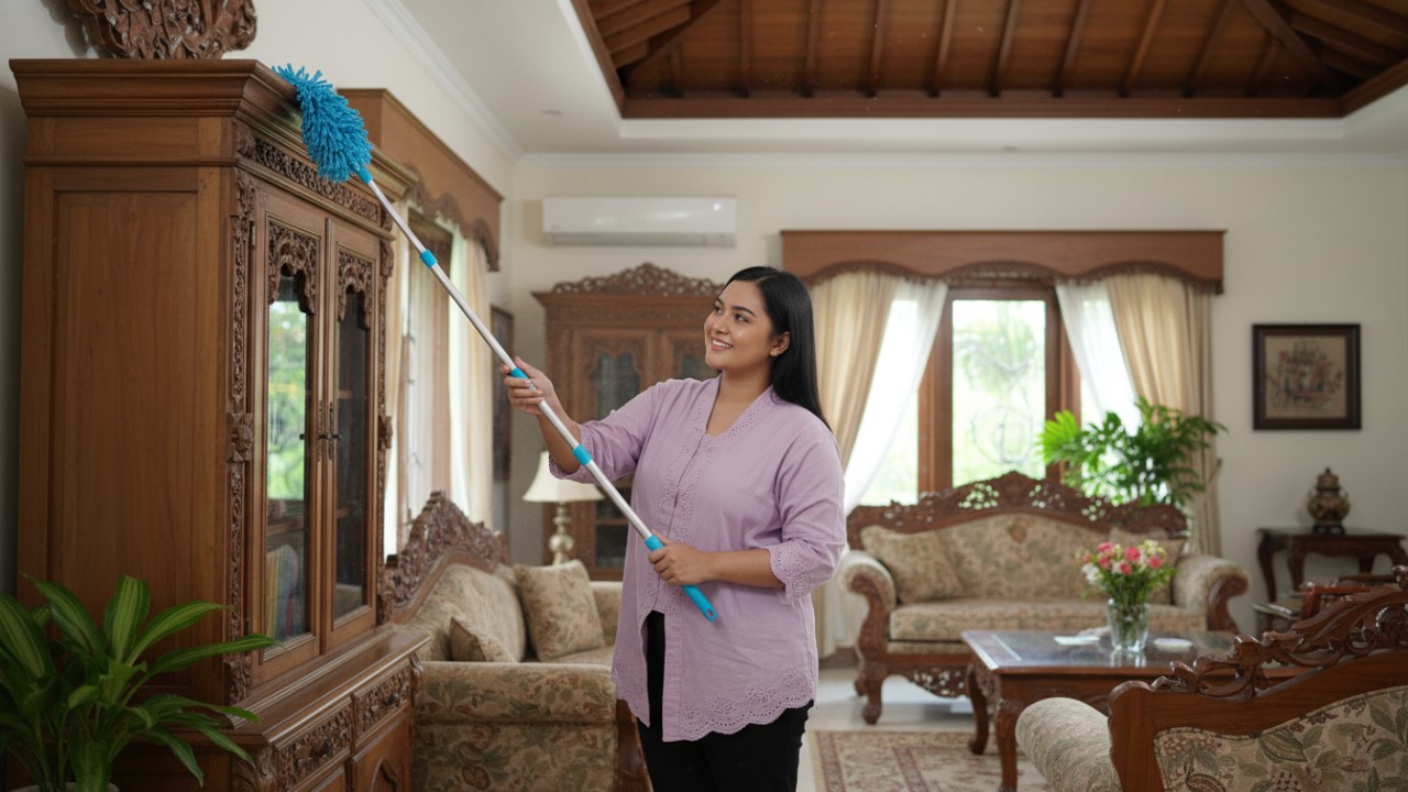 Alat pembersih rumah untuk menjangkau area sulit dan kolong furnitur.