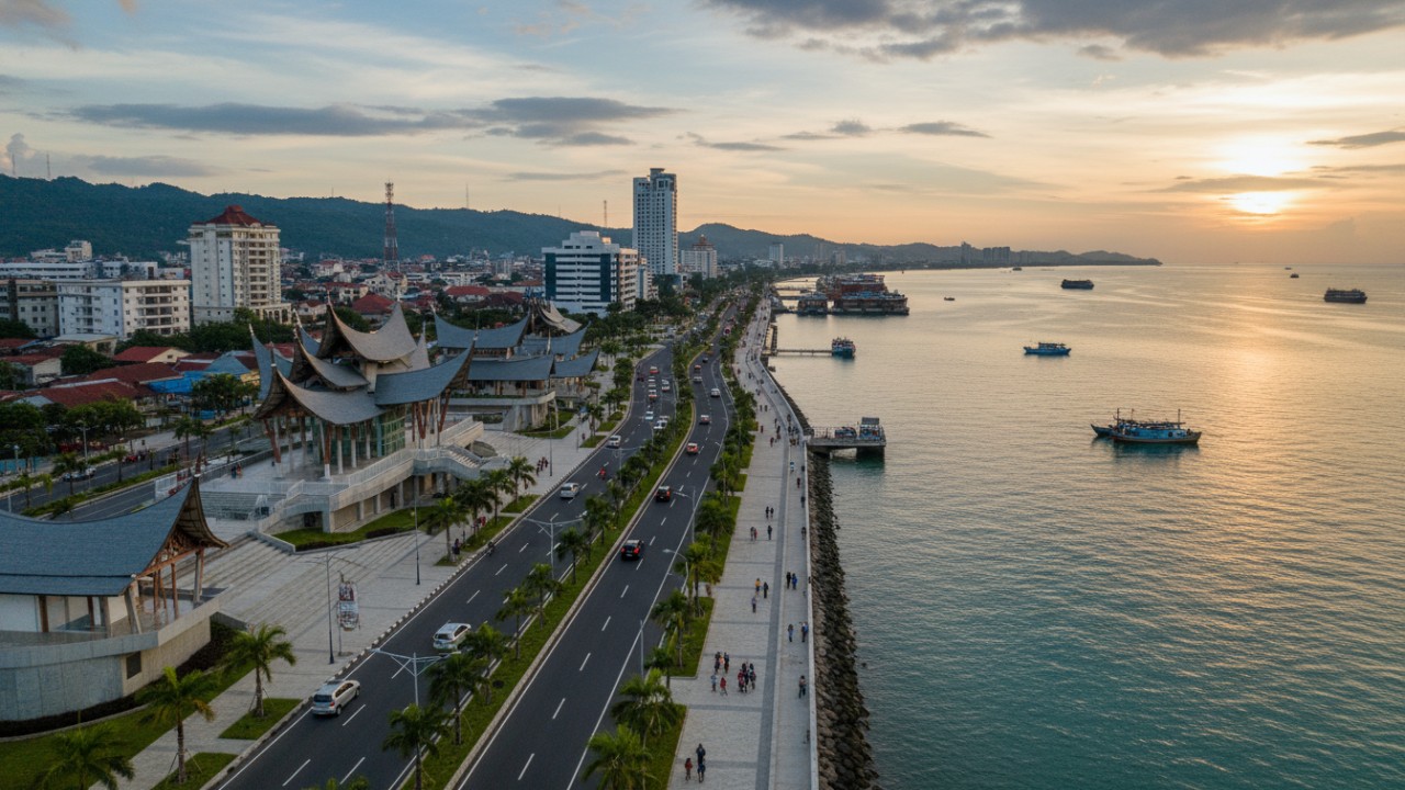 Ilustrasi jalur riverside road Balikpapan dari bandara menuju pusat kota.