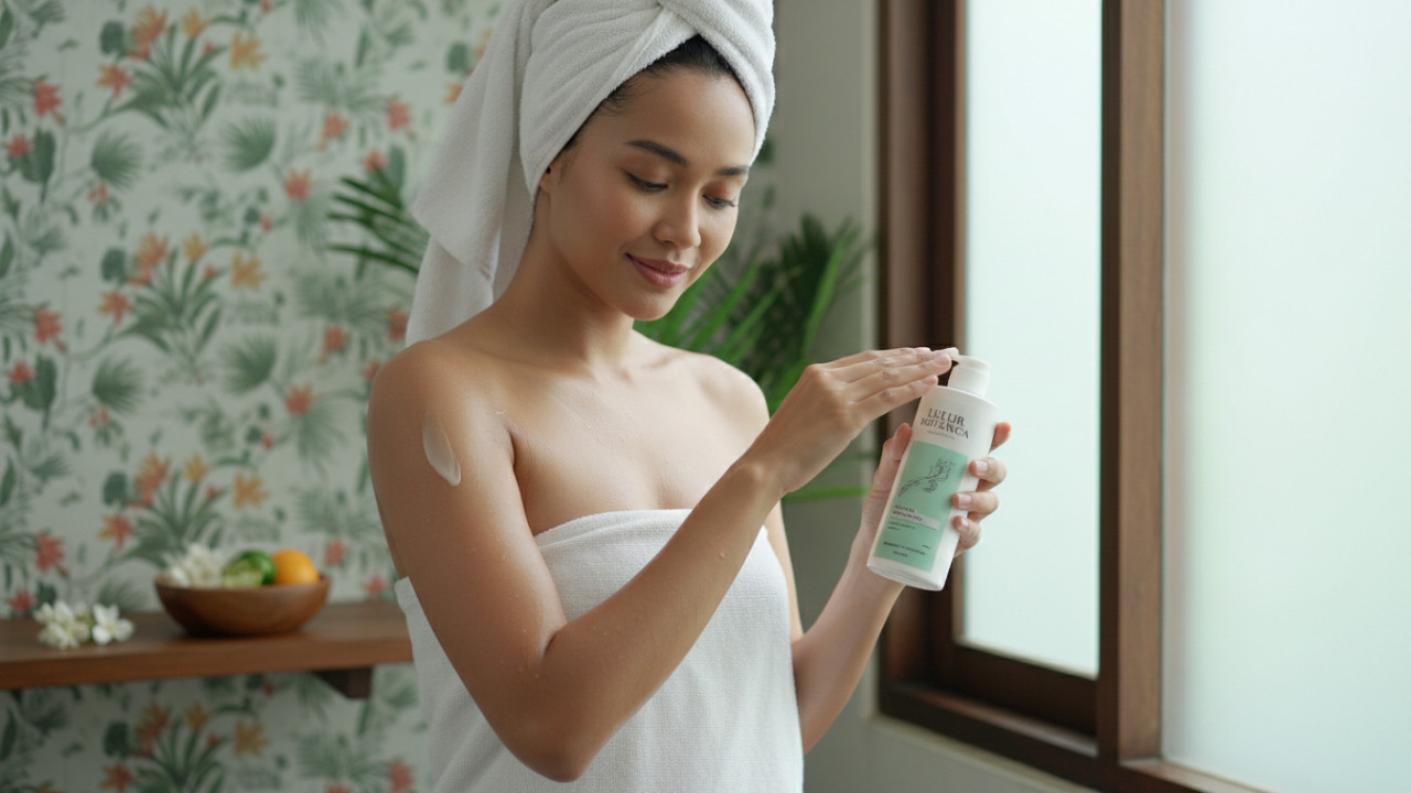 Penggunaan body lotion setelah mandi