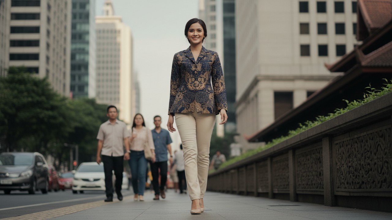 Ilustrasi outfit rapi dan pas badan mencerminkan konsep dress well.