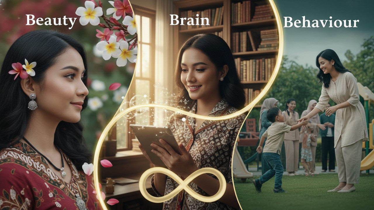 Sigma Research membagi definisi kecantikan ke dalam tiga kategori utama, yaitu beauty, brain, dan behaviour.