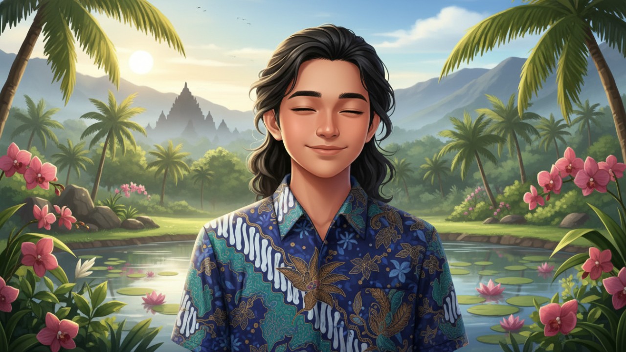 Ilustrasi remaja dengan ekspresi tenang mencerminkan mental seimbang