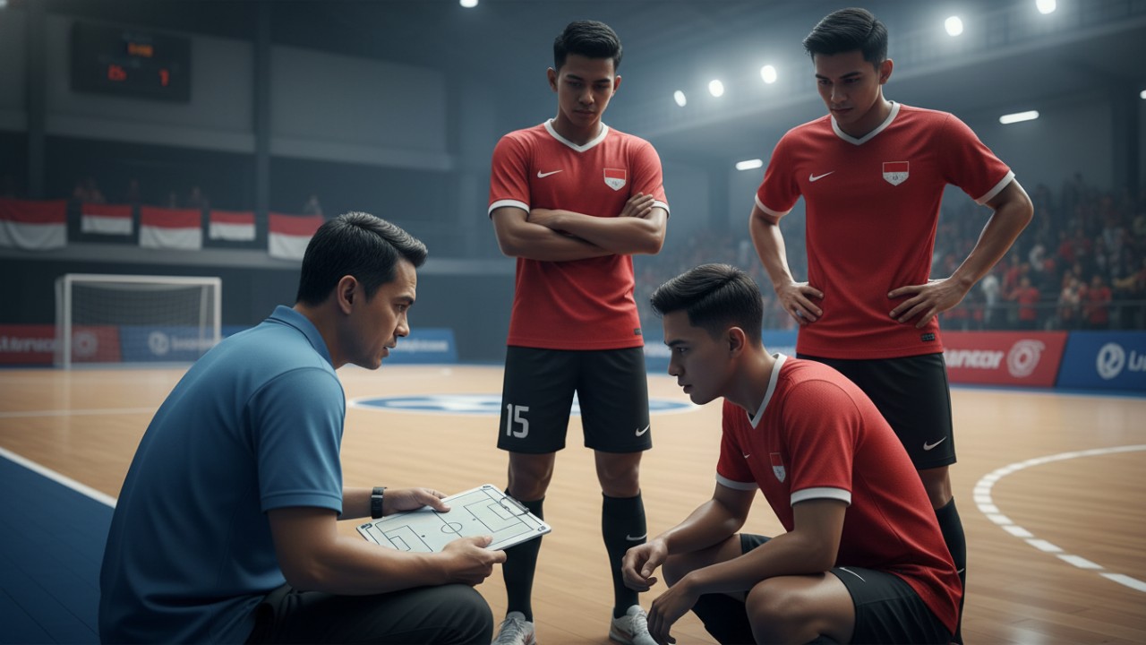Diskusi taktik tim sebelum latihan dimulai.