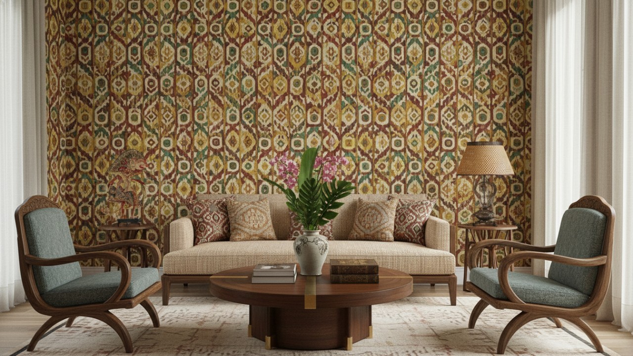 Wallpaper ruang tamu Motif geometris
