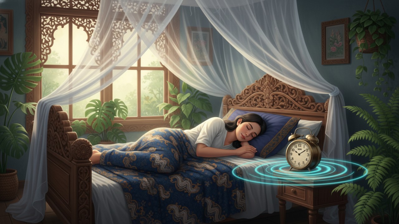 Ilustrasi jam tidur konsisten membantu ritme tubuh.