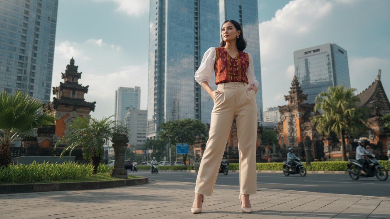 Celana high waist menonjolkan siluet kaki