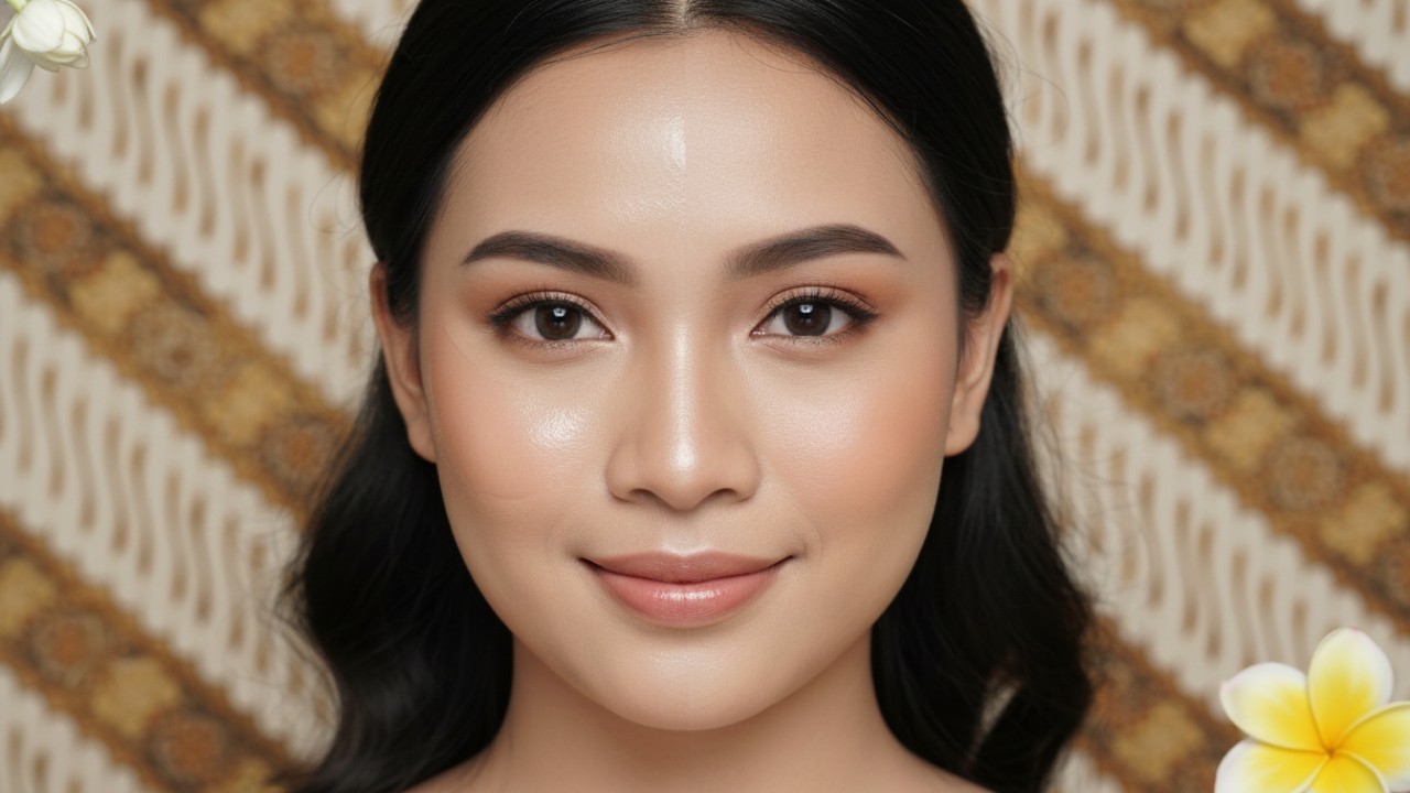 Ilustrasi penggunaan primer dan complexion di wajah.