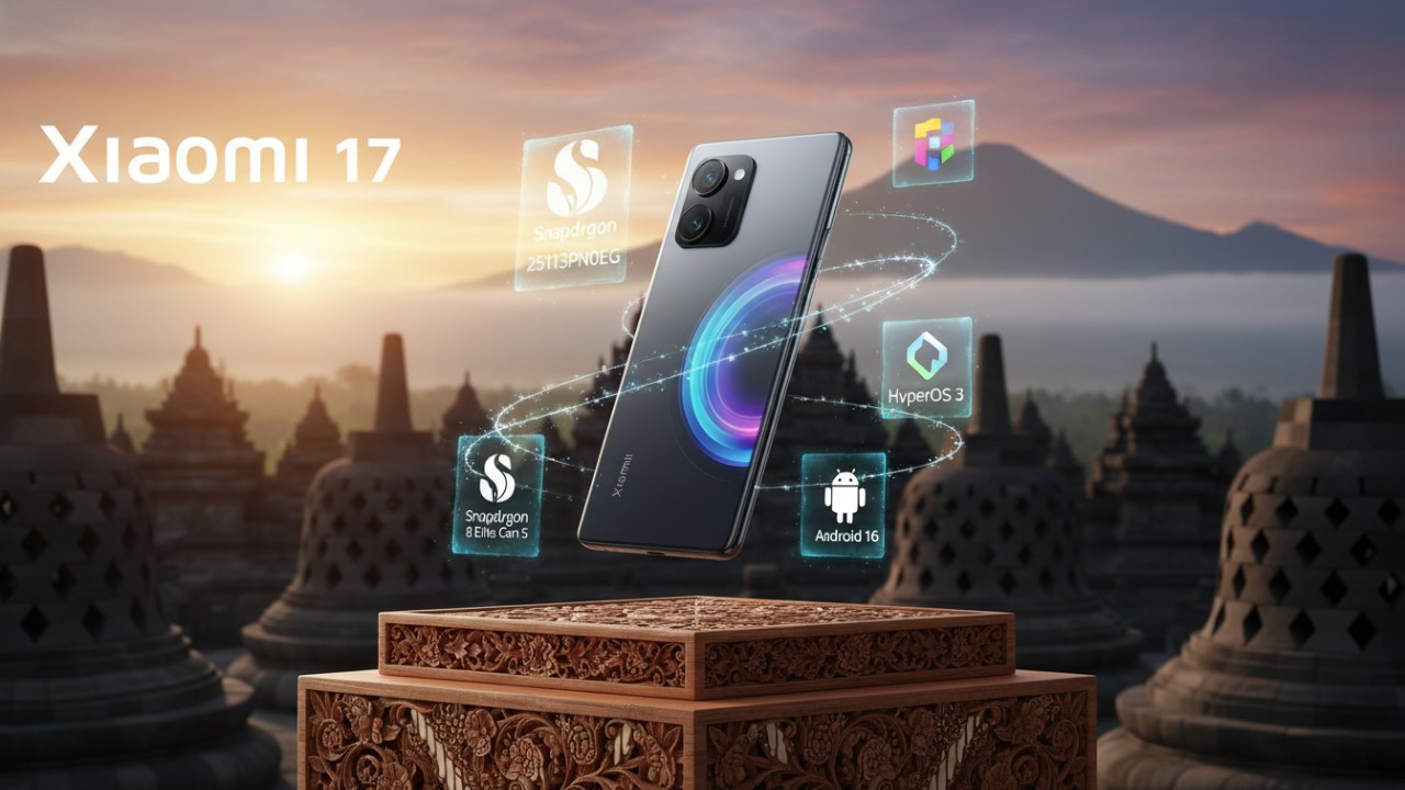 Xiaomi 17 dengan layar AMOLED dan desain modern.