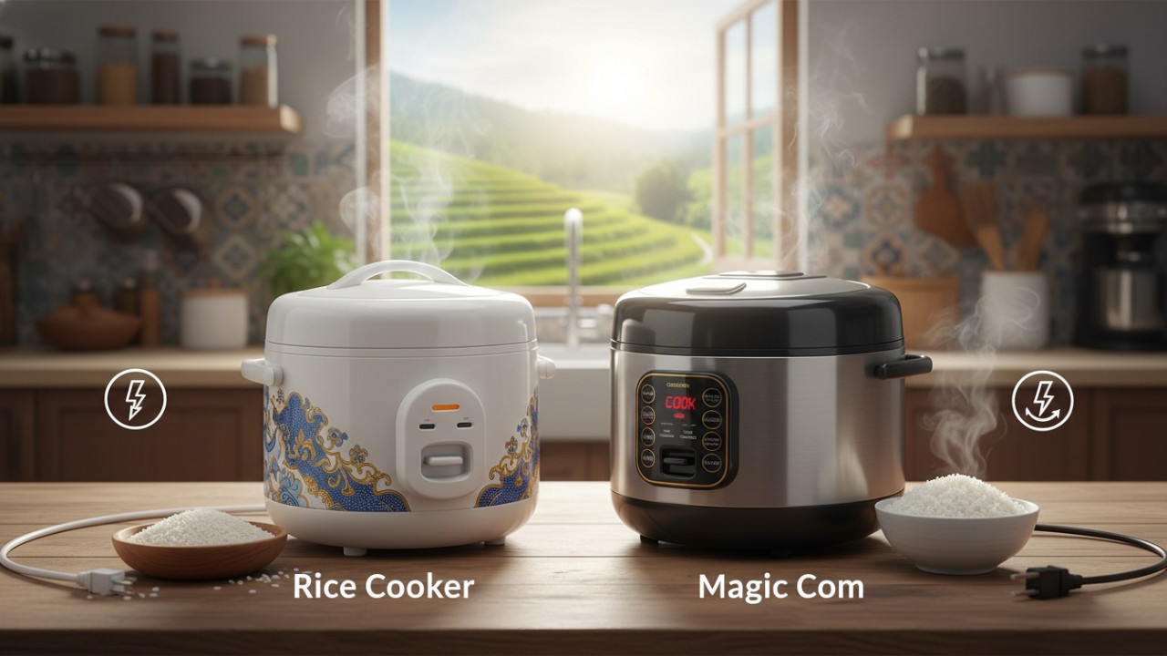 Perbandingan rice cooker dan magic com sebagai alat masak elektrik di dapur rumah