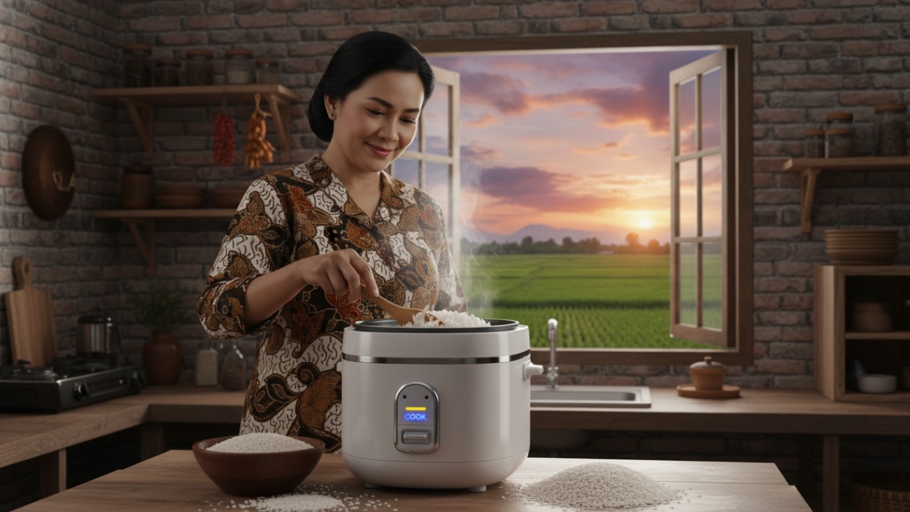 Magic com dengan panel digital dan fitur serbaguna.