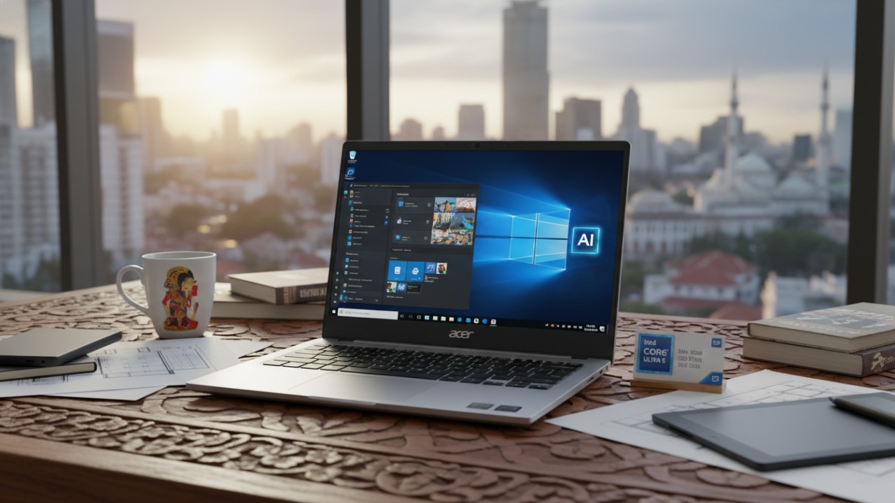 Acer Swift Go AI digunakan untuk meeting online dengan kamera QHD.