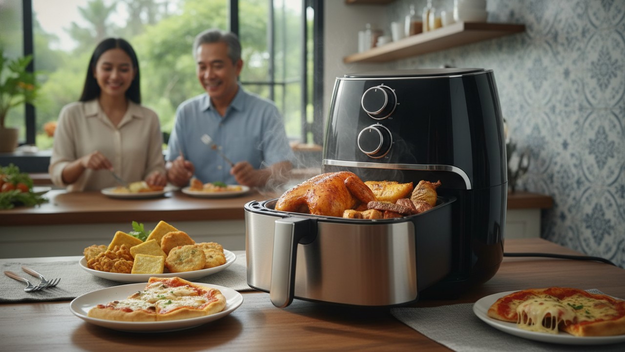 air fryer praktis untuk memanggang dan memanaskan makanan