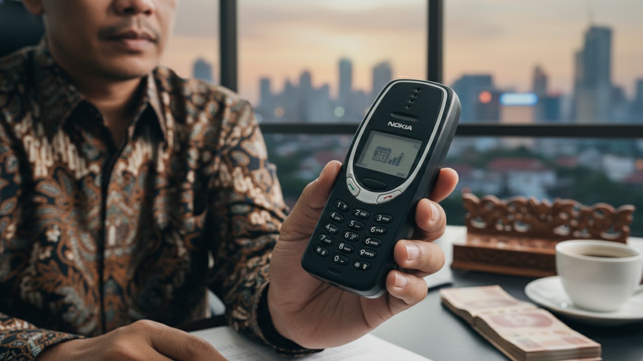 Tampilan Nokia 6190 dengan desain profesional hitam.