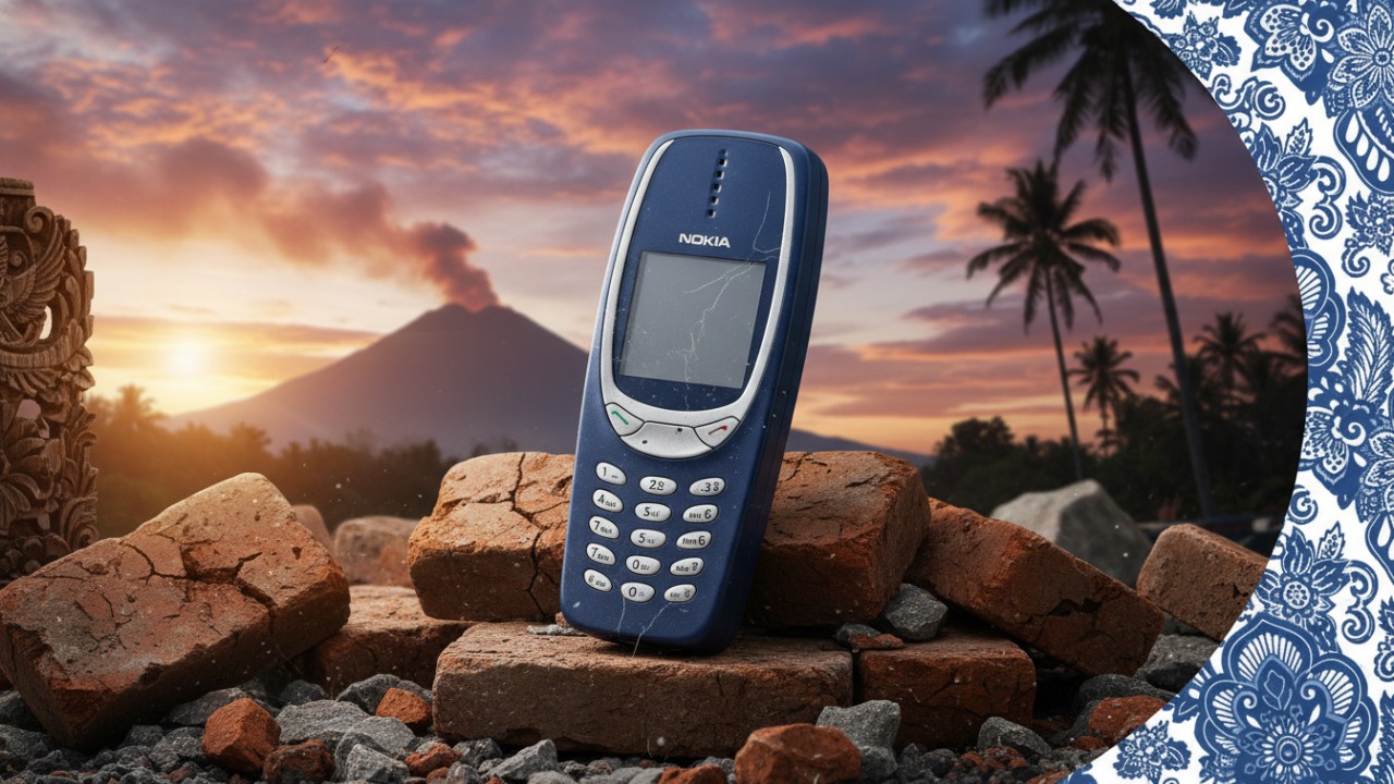 Nokia 3310 dengan bodi tebal dan layar monochrome