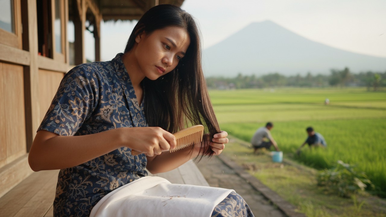 sisir rambut menggunakan sisir serit kutu