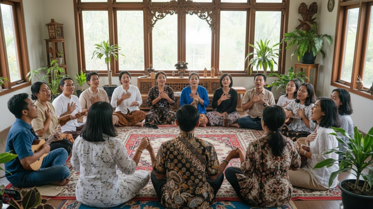 Kelompok bernyanyi membangun kebersamaan sosial.