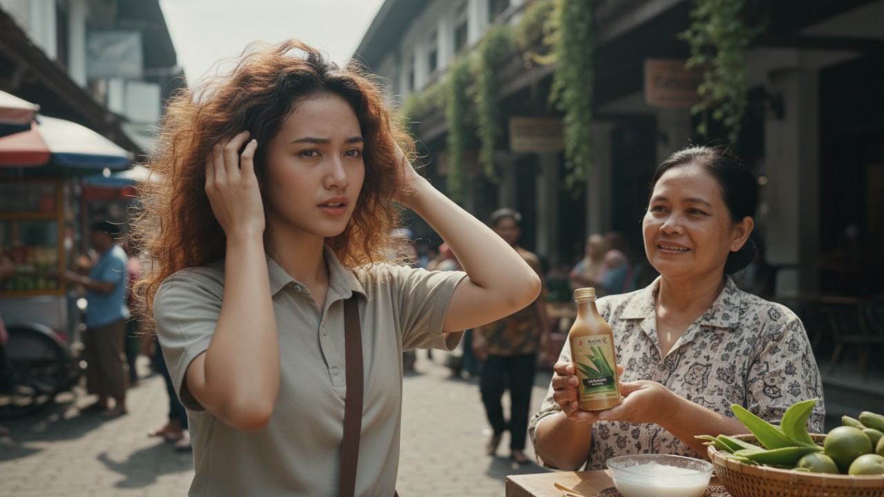 Ilustrasi perawatan rambut alami untuk mencegah rambut mengembang dan kering