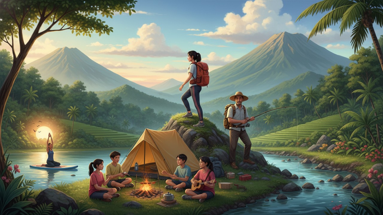 Ilustrasi menekuni hobi sesuai gaya hidup  Ilustrasi kegiatan alam sebagai gambaran tren hobi