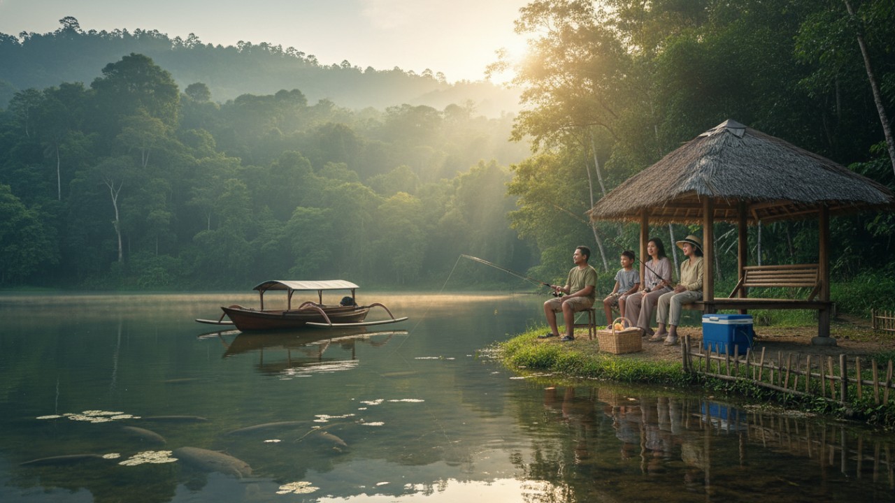 Pemilihan lokasi memancing air tawar yang aman dan nyaman.