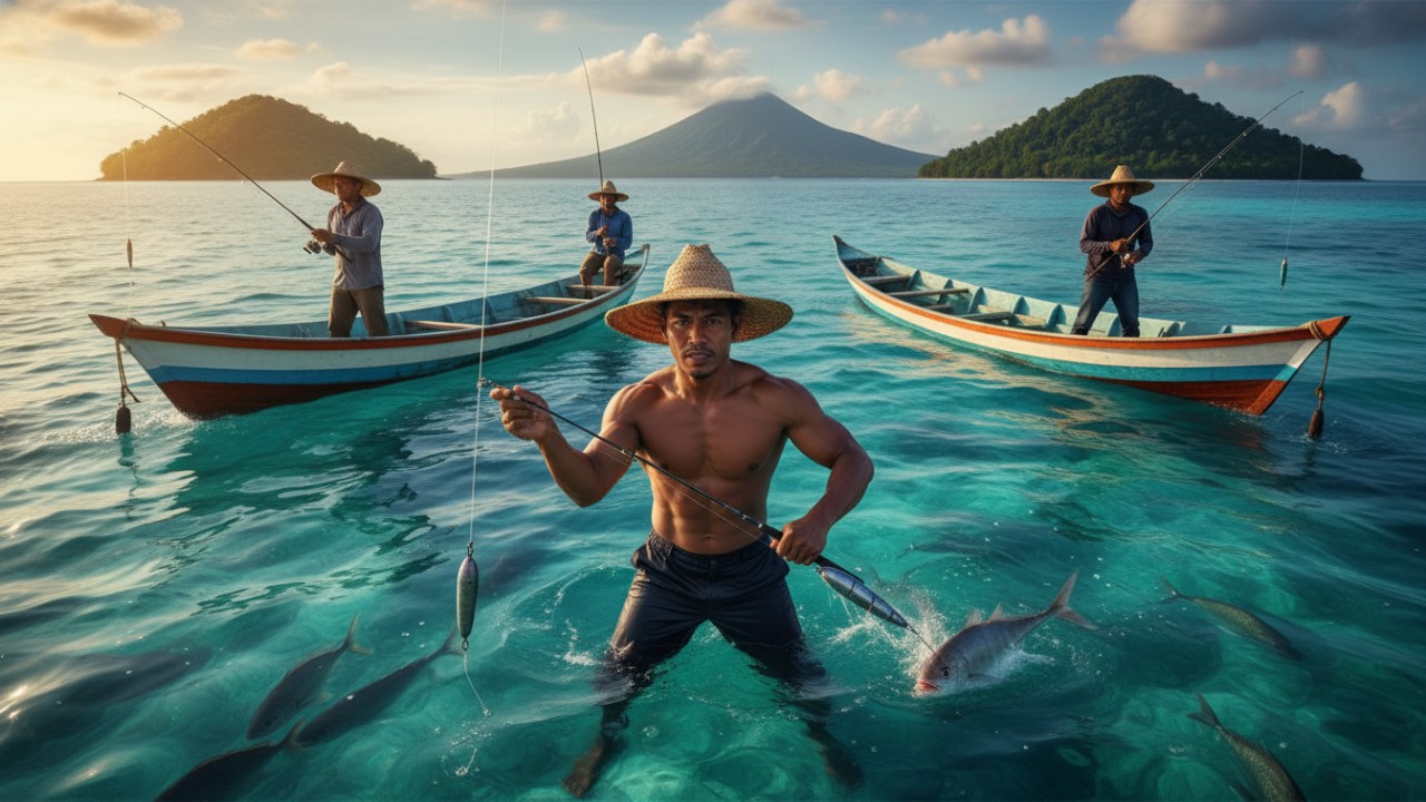 Teknik bottom fishing dengan umpan di dasar air dan Jigging vertikal dari atas perahu