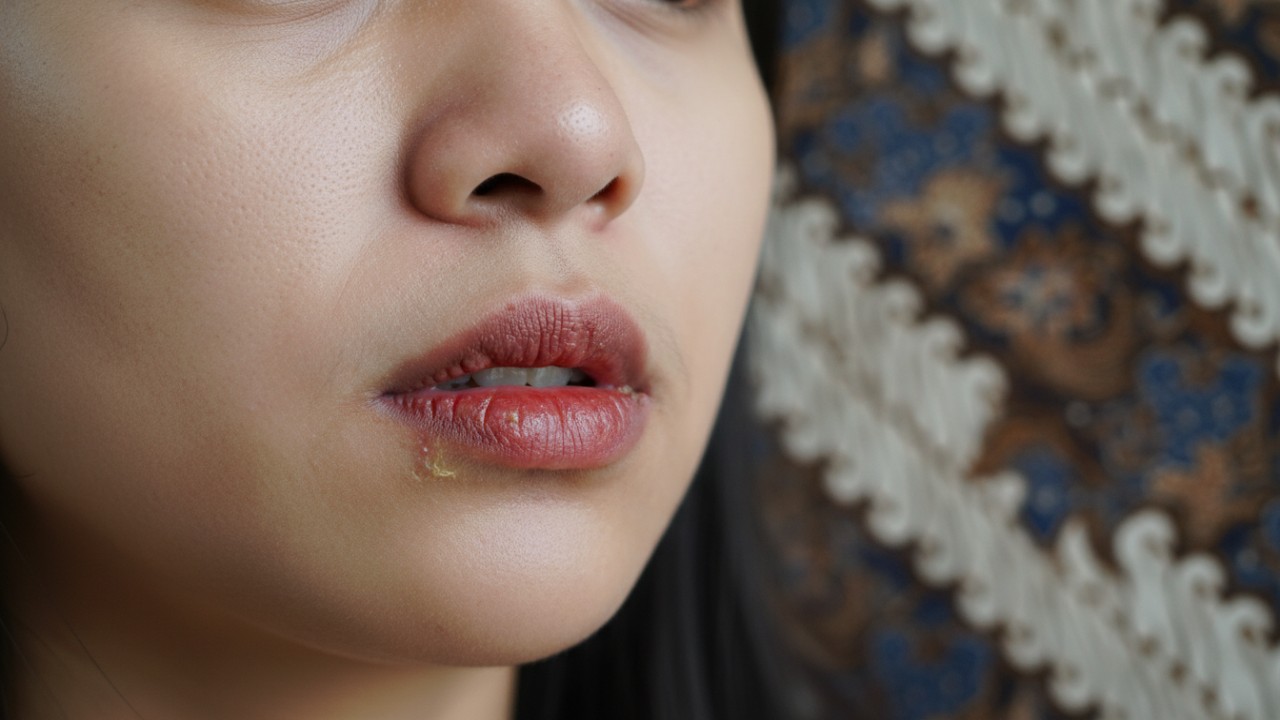 Kondisi bibir kering dan pecah-pecah akibat infeksi