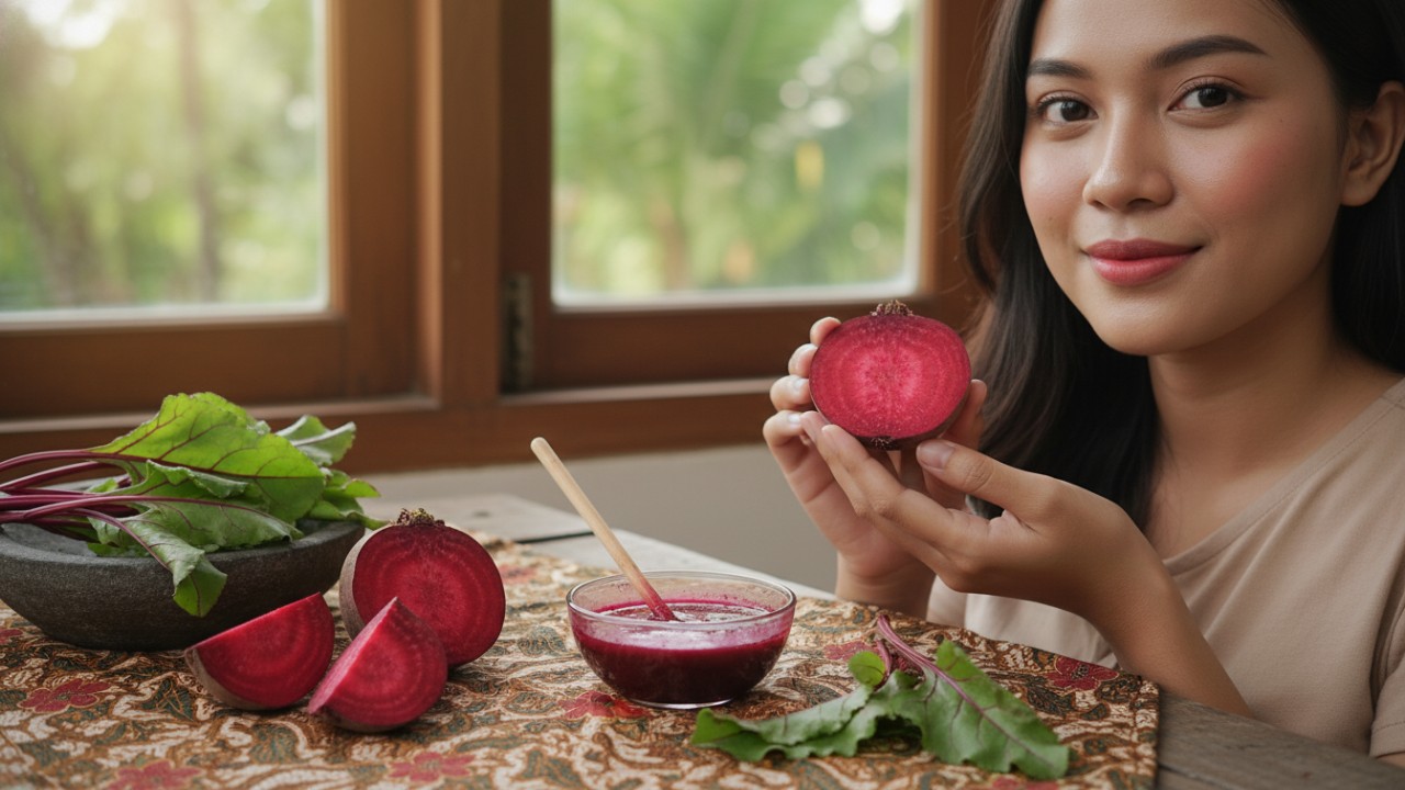 Buah bit dan stroberi sebagai bahan perawatan bibir