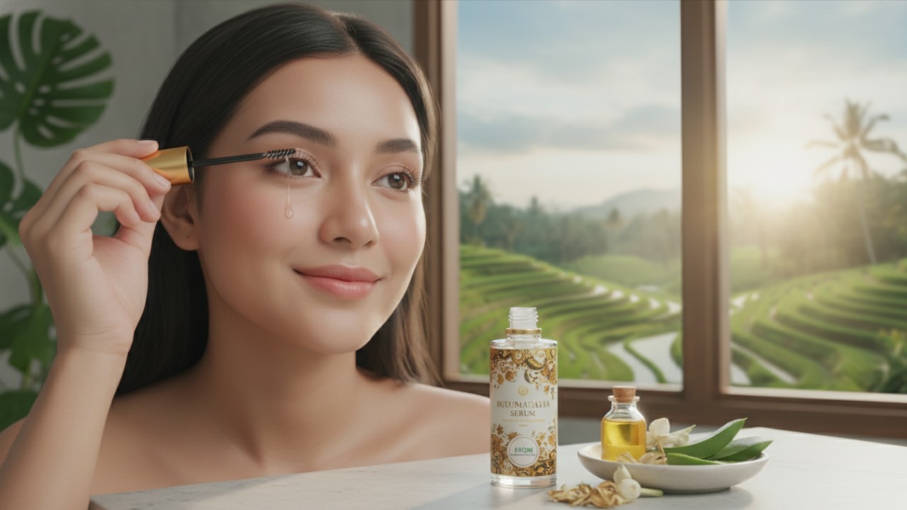 Aplikasi serum alami pada bulu mata