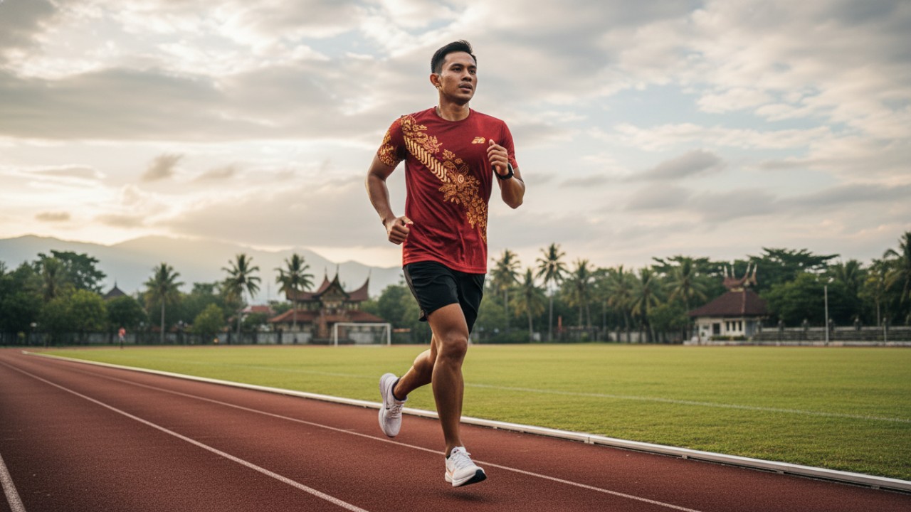 pelari yang mengatur pace lari dengan ritme stabil dan teknik tepat.