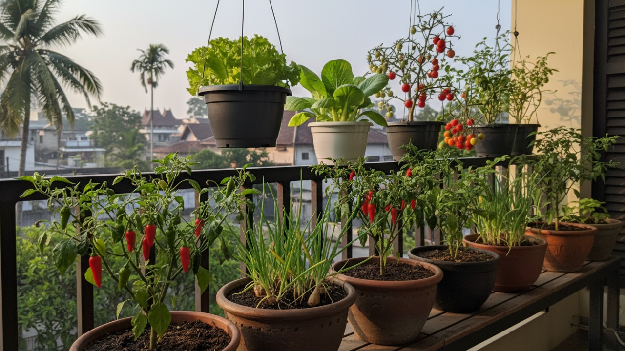 Cabai rawit di pot balkon rumah