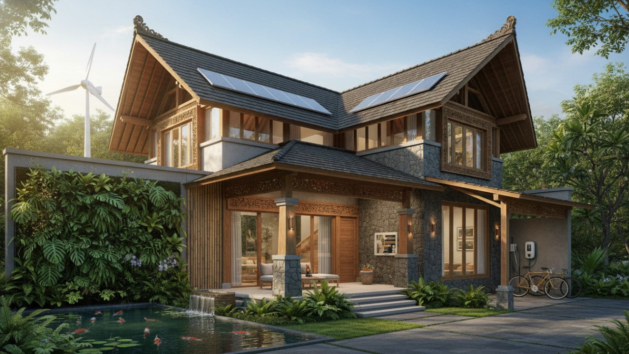 Desain smart home rendah emisi karbon.