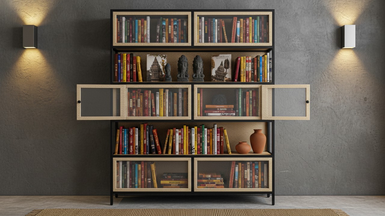 Rak buku dengan penutup