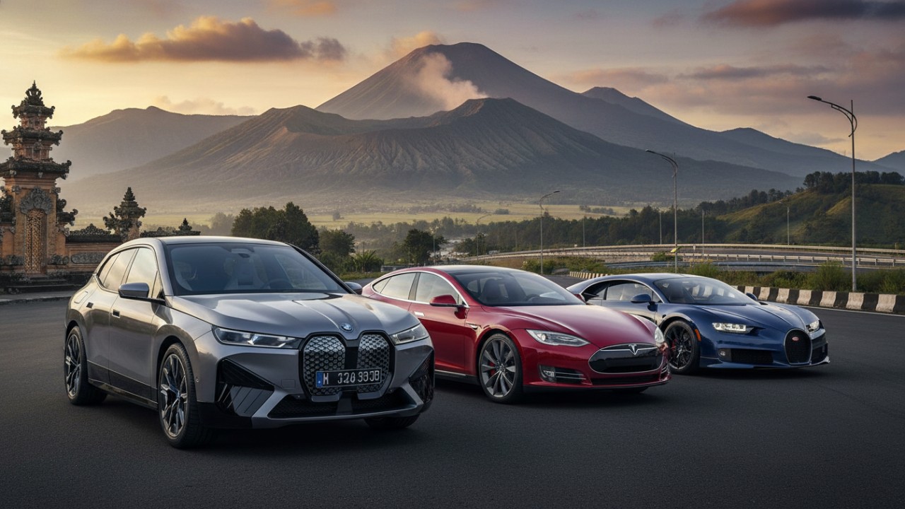 Deretan mobil tercanggih dunia menampilkan BMW iX, Tesla Model S, dan Bugatti Chiron dengan teknologi mutakhir.